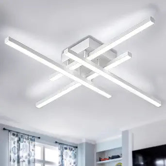 4-Light Curved Semi Flush Mount LED Ceiling Light, 6000K WhiteWhite