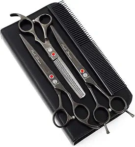 Purple Dragon 7.0 inch Rhinestone Decoration 3PCS Pet Grooming Scissors Dog Hair Cutting & Thinning Shears Set