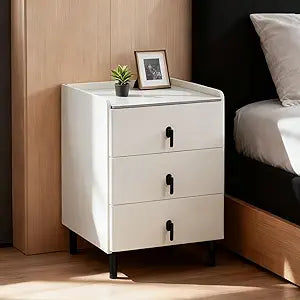 Lamberia Narrow Nightstand with 3 Drawers, Narrow Side Table, Small Bedside Table for Bedroom, Living Room, End Table for Small Space, Cream White15.8''W x 15.8" D x 23.5" H