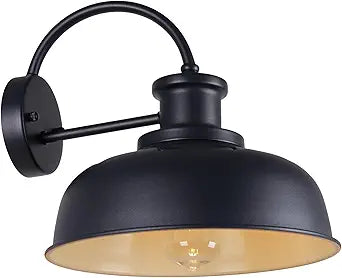 Solar Barn Light for Outside, 12" Dusk to Dawn Solar Lights Outdoor Waterproof, Vintage Matte Black Exterior Farmhouse Wall Sconce for Garage Patio Shed Porch