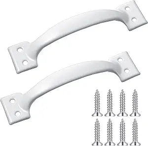 2Pcs V171 6-1/2" Gate Handle,5.5 Inch White Barn Door Handles Metal Gate Pull Screen Doors Handles Stainless Steel White Screen Door Handle with Screws