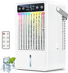 Portable Air Conditioners with 1500ML Tank, 5 Speeds Mini Evaporative Air Cooler with Remote & 2-10H Timer, Personal Air Conditioner Fan Portable AC Unit for Office, Desktop, Camping & Travel