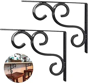 Fancy Shelf Brackets 13 Inch Countertop Support Bracket Load 300lb Heavy Duty Decorative Rustic Artistic Speed Brace for Granite Counter-top Support Countertops Bar Mantels (2 PCS)