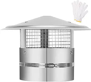 12Inch Round Chimney Cap,Adjustable Roof Cap for Vents,Chimney Cap with Screen in Stainless Steel,Round Rain Cap for All-Round Chimney Protection,Round Roof Rain Chimney Cover,12Inch Round Chimney Cap