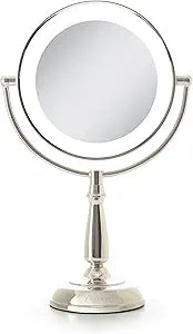 Zadro Makeup Mirror with Lights and Magnification Dimmable Touch LED Lighted Makeup Mirror with Magnification 10X/1X, 17.5" H x 11" W (Polished Nickel)