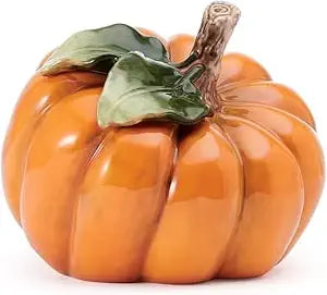 Fitz and Floyd Harvest Halloween Side Pumpkin Ceramic Figurine, 5.5 inch