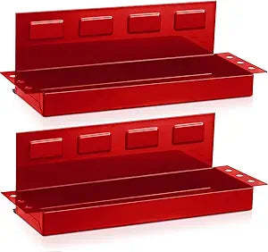 Tandefio 2 Pcs 12" Magnetic Tool Shelf with Screwdriver Holder, Magnetic Tool Box Tray, Can Holder Spray Organizer for Hand Tools Store Shop Workshop Garage, Holds 6 Screwdrivers(Red)