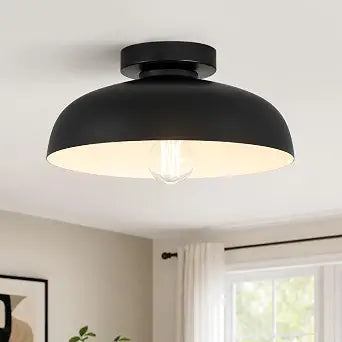 Modern Semi Flush Mount Ceiling Light, Black Light (12.01 Inch)