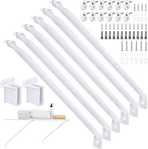 6 Pack 12 Inch Wire Shelf Brackets Set, Closet Maid Support Brackets with Anchors and Screws, Wire Closet Shelving Accessories with 12 PCS Wire Shelf Clips for Wardrobe and Wall Bracket