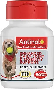 Antinol Plus, Mobility, Hip, and Joint Supplement for Dogs, Green-Lipped Mussels and Krill Oil - Dog Joint Supplement, Better and Faster Than Glucosamine and Chondroitin, 60 Soft Gels