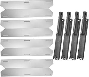 Hongso Grill Parts Heat Plates and Burners Replacement for Jenn Air 720-0062, 720-0062-LP, 720-0165, 720-0164, 720-0141, Nexgrill 720-0100, 720-0138 Gas Grill Models, 4 Pack