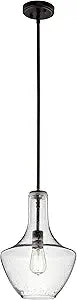 Kichler Everly 1-Light Kitchen Bell Pendant Light with Clear Seeded Glass Shade in Olde Bronze, Hanging Light Fixture for Kitchen Island (15.25" x 10.5"), 42141OZCS