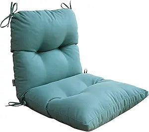 Outdoor Indoor High Back Chair Tufted Cushions Comfort Replacement Patio Seating Cushions Blue Lake