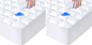 Full Size Mattress Protector Pad Waterproof Quilted, Breathable & Cooling Full Mattresses Pad Cover Fitted for Double Bed with Deep Pocket Up to 14", (White) (Pack of 2)