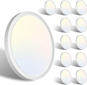 Libtit 12Pack 7Inch Led Ceiling Light - Flush Mount, 15W 1500Lm, 3000K/4000K/6500K, Small Round Recessed Led Kitchen/Bathroom/Hallway/Closet Light Fixtures
