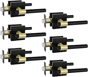 Haidms Black and Gold Interior Door Handles, Heavy Duty Zinc Alloy Black Passage Door Handle Lever, Matte Black and Brushed Gold Door Handles Interior for Hallway, Closet and Pass Hall (6 Pack)