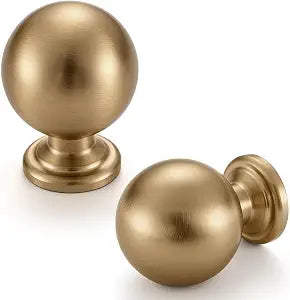 Champagne Bronze Cabinet Knobs, 2 Pack Round Ball 1 Inch Drawer