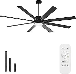 72 inch Ceiling Fans with Lights, Large Ceiling Fans with Lights & Remote, 3 Length Booms, 6 Speeds Noiseless DC Reversible, 3CCT Dimmable Modern Ceiling Fans for Living Room