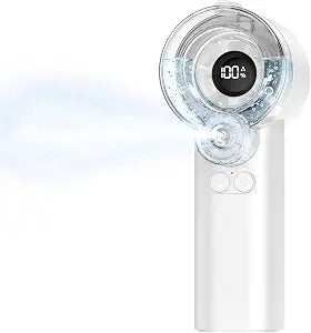 Handheld Misting Fan, Mini Portable Water Spray Fan with 5 Speeds & LED Display, 3600mAh Rechargeable Battery, Magnetic Detachable Water Tank,Personal Fan for Outdoor, Home, Office
