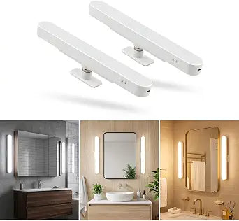 DORNLAT Wireless Vanity Makeup Lights Set of 2, 4000mAH Rechargeable Bathroom Light for Mirror, 40 LED Magnetic Stick On Light Bar with 3 CCT&Dimmable, Elegant Cordless Dresser Light for Women