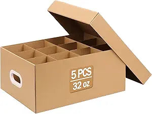 Canning Jar Storage Boxes Set of 5, 32 oz Mason Jar Storage Boxes with Dividers, Mason Jar Organizer with Handles