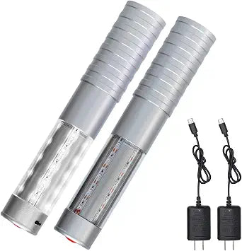 2 Pcs Upgrade Bottle Service Lights LED Strobe Baton Bottle Girl Lights Rechargeable Handheld Flashing Club Signs for Birthday Wedding Party (Silver Metal,White Light)