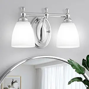 EJIAXIN Bathroom Vanity Lights Over Mirror, 2 Light Bath Vanity Light Modern Chrome Bathroom Lighting Vanity Light Vintage Style for Living Room Cabinet Bedroom Restroom