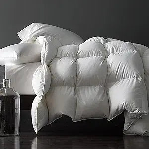 Royoliving Premium Feathers Down Duvet Insert Comforter King Size All Season Medium Warmth White 100% Cotton Cover with Corner Tabs (106x90, 60 oz)