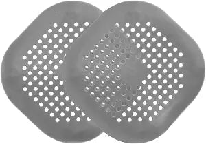 PATIKIL Hair Drain Catcher 5-1/2 Inch, 2 Pcs Silicone Square Drain Protector Hair Stopper with Suction Cup for Kitchen Bathroom Balcony Landscaped Walkways Patios, Silver