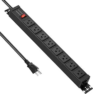 JUNNUJ 12 Gauge 360 Rotating Mountable Power Strip, Black, 6 FT, 1