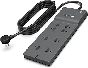 Belkin 8-Outlet Surge Protector w/ 8 AC Outlets & 8ft Long Flat Plug, UL-Listed Heavy-Duty Extension Cord for Home, Office, Travel, Computer Desktop, Laptop, Phone Charger - 2,500 Joules of Protect...