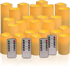 Enpornk Set of 24 Flameless Led Battery Opeated (D2.2'' x H4''5''6'') Waterproof Outdoor Indoor Candles with 10-Key Remotes and Cycling 24 Hours Timer