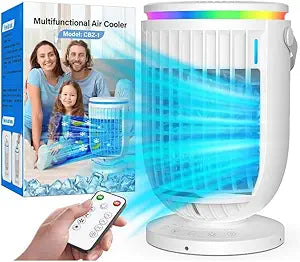 AI Portable Air Conditioners Fan with 120┬░ Rotating Function,Evaporative Mini Room Air Conditioners,Portable AC Unit Air Cooler with 4 in 1 Humidifier Fan Conditioner(White)