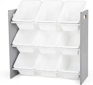 Humble Crew Kids Toy Organizer with 9 Bins, 3 Tier Storage for Playroom