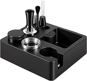 Reoszeank 51mm Espresso Accessories Kit, Espresso Knock Box and Tamping Station, Coffee Tamper, Distributor, WDT Distribution Tool, Dosing Funnel and Puck Screen Set Fits 51 mm Delonghi and CASABREWS