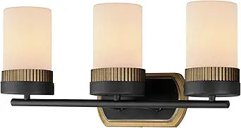 Maxim Lighting Ruffles Bath Vanity Light | Black/Antique Brass Steel Finish | Glass Shade | Transitional Indoor Light Fixture | Ideal for Bathrooms & Powder Rooms | Damp Rated | 32652SWBKAB