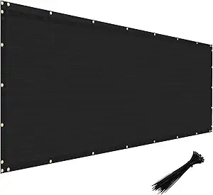 Windscreen4less Privacy Fence Screen 8' x 25' Heavy Duty Windscreen Fencing Mesh Fabric Shade Net Cover for Outdoor Wall Garden Yard Pool Deck, Black