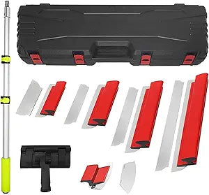 Drywall Skimming Blade Set, Drywall Tools with 6" 10",15 24" & 32" Stainless Steel Skimming Blade with 55" Aluminum Extension Handle, High-Impact End Caps Suitable for Sheetrock/Gyprock