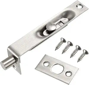 Uxcell 4 Inch Stainless Steel Flush Bolt, Concealed Slide Lock Latch for Wood Composite and Double Doors, Silver Tone
