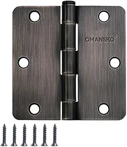 30 Pack Door Hinges, 3.5 x 3.5 Inch Oil Rubbed Bronze Hinges for Wood 1/4'' Radius Corners Interior Hinges, 3 1/2 Inch Door Hinges for Residential Doors
