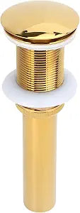 Gold Bathroom Sink Drain Up Drain Without Overflow Non Clog Basin Brass Bounce Draining Stopper Bathroom Accessory(Without Holes)