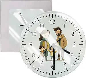 H-E 20pcs/CTN Sublimation Blank Round Clock Tempered Glass Glossy Photo Frame Clock Decor, Heat Press Clocks with Dia7.8" for Heat Transfer Printing