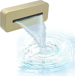 HOMEDEC Luxury Waterfall Bathtub Spout with Up/Down, 5.12 Inch Brushed Gold High Flow Thread-on Tub Filler Spout, Can be Used as Wall Mount Shower Head Bathroom Fixture Without Diverter
