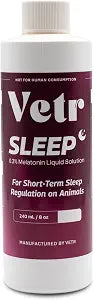vetr Sleep Melatonin for Dogs & Cats - Roasted Chicken Flavor - Liquid Calming Drops, Dog Sleep Aid, Anxiety Relief Supplement (240mL)