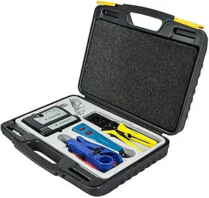 Monoprice Professional Networking Tool Kit - Crimp Tool, Punch-Down Tool, Cable Cutter and Stripper, Plugs, Cable Tester