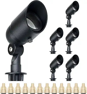 Lumina Lighting 4W Landscape Lighting 12V Landscape Lights Low Voltage Landscape Spotlights Warm White Waterproof Outdoor Replaceable LED Bulb for Garden, Lawn, Porch, Patio and Yard (Black, 6-Pack)