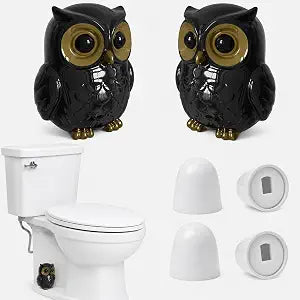 Black Owl Toilet Bolt Caps Ceramic Dark Academia 2 Pack