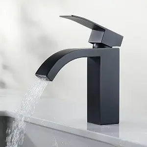 Black Bathroom Sink Faucet One Hole Faucet Single Handle 1 Hole Vanity SUS304 Stainless Steel  Faucets for Bathroom Sink Matte Black Bathroom Faucet, SF4-BK