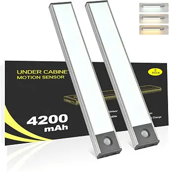 Under Cabinet Lighting, 4200mAh Motion Sensor Light, 3CCT, 2 Pack