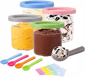 16 oz Ice Cream Containers with Lids, 4-Pack Freezer Storage Cups